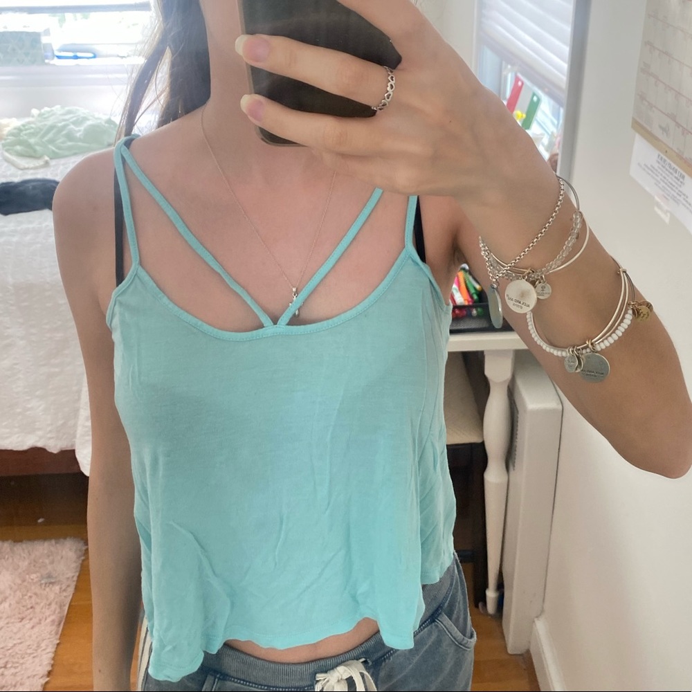 L.A. Hearts by PacSun cross strap teal tank top